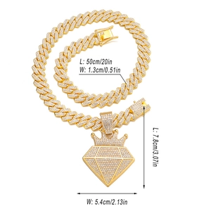 Tableau détaillé des tailles pour pendentif couronne hip-hop et chaîne cubaine