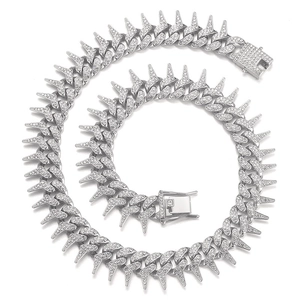 Collana a catena cubana con punte da 20mm con pavé di cristalli stile hip hop audace
