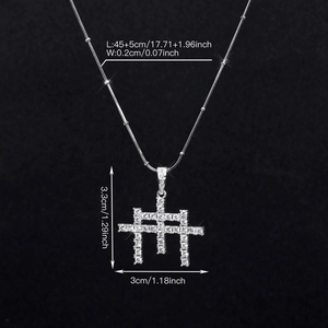Spécifications de taille du collier pendentif croix hip hop avec pierres en zircone