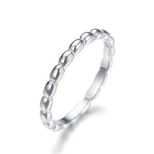 Minimalist S925 sterling silver beaded ring with water wave texture for women