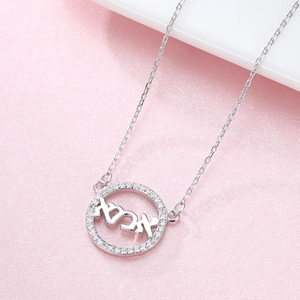 Collier Ima en argent avec cercle de zircons, cadeau idéal pour la fête des mères