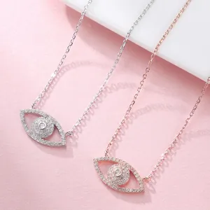 Damen S925 Sterling Silber Böser Blick Anhänger Halskette mit Zirkonia Pavé-Fassung
