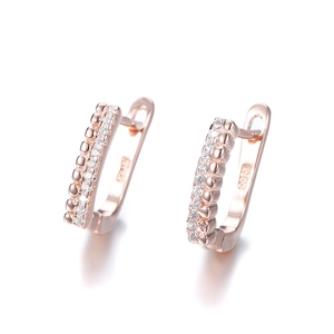 Boucles d'oreilles élégantes en argent S925 doré rose en U avec zircons scintillants