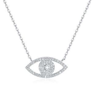 Glitzernde S925 Sterling Silber Evil Eye Halskette mit Pavé-Zirkonia-Anhänger