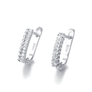 Élégantes boucles d'oreilles créoles en U en argent S925 avec double rangée de zircons