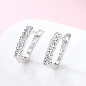 Boucles d'oreilles en argent sterling S925 en forme de U avec zircons scintillants