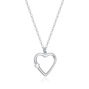 Elegant S925 sterling silver heart-shaped necklace with a sparkling small zircon stone