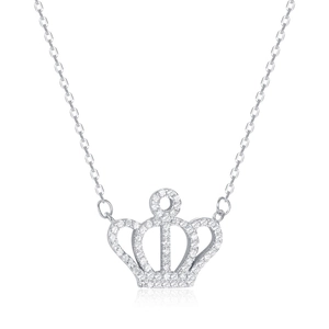 Elegante Halskette mit Kronenanhänger aus S925 Sterlingsilber und Mikro-Zirkonia-Kristallen