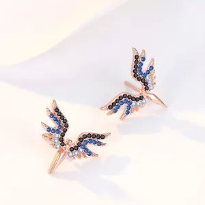 Orecchini a Bottone Ali di Angelo in Argento Sterling 925 per Donna con Intarsio di Strass Sfumati Gioielli Regalo per Festa Quotidiano