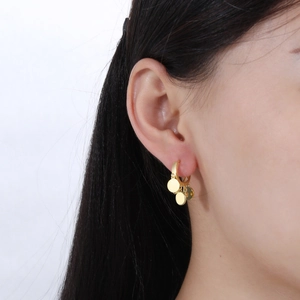 Minimalist S925 sterling silver multi-layered gold circle drop earrings for women