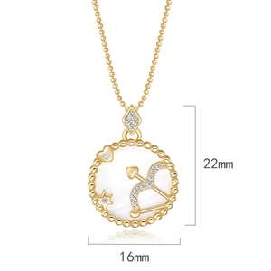 S925 sterling silver zodiac pendant necklace with shell inlay and gold plating