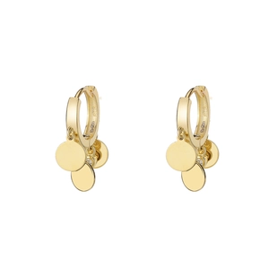 Minimalist S925 sterling silver gold plated hoop earrings with multi round disc pendants