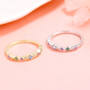 S925 sterling silver colorful gemstone rings in gold and silver finish with heart stones