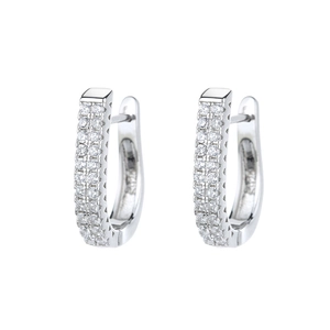 S925 Sterling Silber U-Ohrringe mit zwei Reihen mikro-pavé gesetzten Zirkonia-Steinen