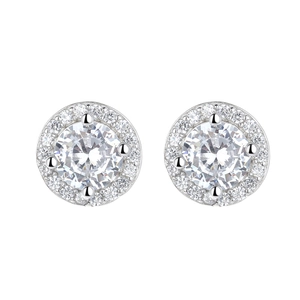 Boucles d'oreilles rondes classiques en argent 925 avec zircons brillants