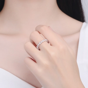 Elegant S925 sterling silver eternity ring with sparkling round cut colorful stones
