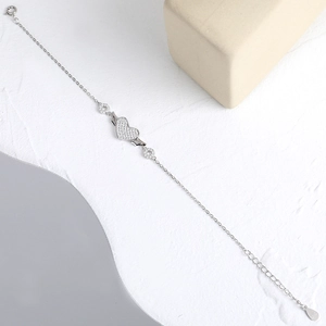Bracelet en argent sterling S925 avec pendentif coeur scintillant et ailes d'ange