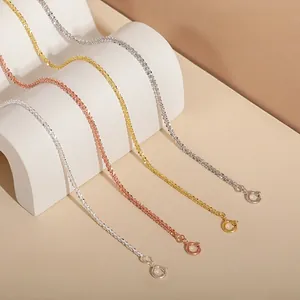 S925 sterling silver necklaces in silver gold rose gold and black finish display