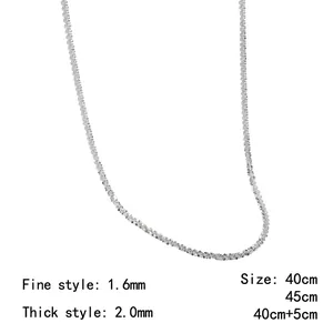 Minimalist S925 sterling silver chain necklace in 1.6mm and 2.0mm thickness options