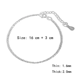 S925 sterling silver sparkling chain necklace available in 1.6mm and 2.0mm thickness