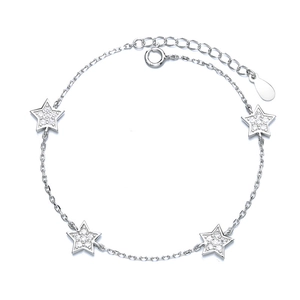 Elegant S925 sterling silver star bracelet with shimmering zircon pendant charms