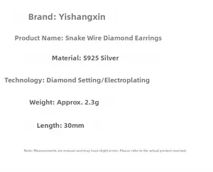 Spécifications des boucles d'oreilles serpent en argent S925 avec longueur et poids détaillés