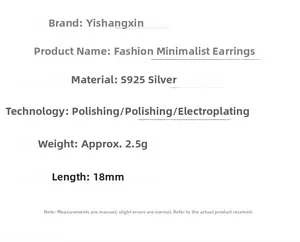 Detailed specifications of S925 silver spike earrings with 18mm length and 2.5g weight