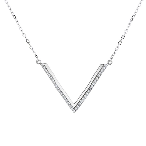 Collier en V minimaliste en argent sterling S925 avec micro-pavé de zircone cubique