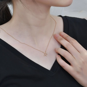 Elegant gold S925 sterling silver necklace featuring double meteor star crystal pendants