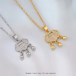 S925 Sterling Silver Longevity Lock Pendant Necklace Luxury Zirconia Inlaid Ruyi Lock Clavicle Chain Jewelry For Women Gift