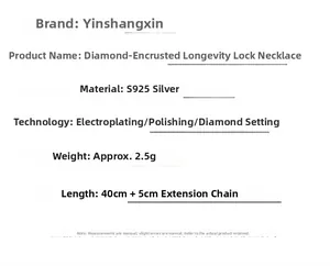 Specifications of S925 sterling silver lock necklace with cubic zirconia detailing