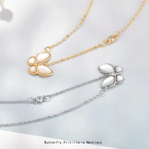 Collier Pendentif Papillon Argent Sterling 925 Nacre Zirconia Chaîne De Clavicule Élégante Bijoux Femmes