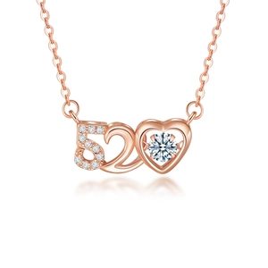 Elegant 925 sterling silver 520 heart pendant necklace with shimmering zircon stones