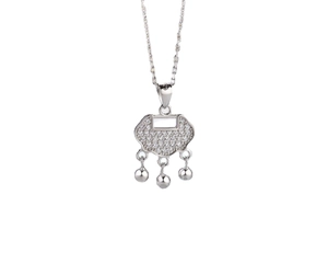 S925 sterling silver longevity lock pendant necklace with brilliant cubic zirconia