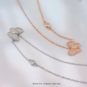 Élégant Collier Pendentif Papillon en Argent Sterling 925 pour Femme Avec Strass Incrustés Minimaliste Style Coréen Bijoux Chaîne