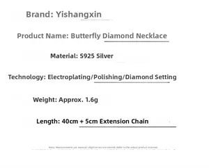 Spécifications du collier papillon en argent sterling S925 avec détails en cristal fin