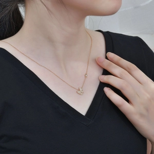 Collier papillon minimaliste en argent 925 doré rose avec cristaux pavés étincelants