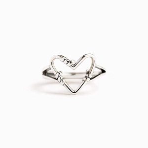 Minimalist S925 sterling silver heart carabiner ring with a polished metallic finish