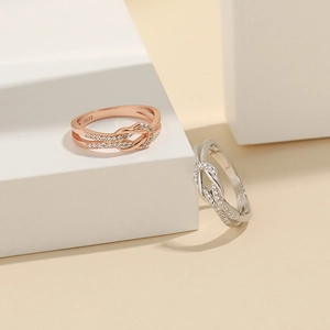 Bague Nœud en Argent Sterling 925 pour Femmes avec Strass Incrustés Mode Minimaliste Bague Réglable Bijoux Légers Cadeau