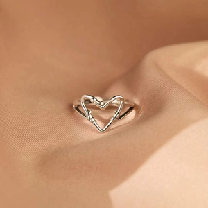 925 Sterling Silver Heart Ring Niche Design Carabiner Style Fashion Ring Minimalist Silver Jewelry Finger Ring For Women