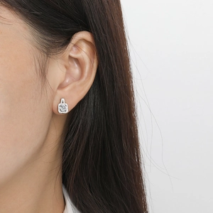 Élégantes boucles d'oreilles carrées halo en argent S925 avec zircons brillants