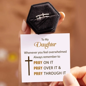 Detailed view of s925 silver double-layer cross ring with zircon in a luxury velvet gift box