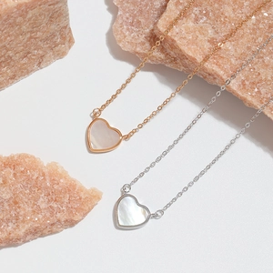 Collier Pendentif Cœur Argent Sterling 925 Incrustation Nacre Minimaliste Fermoir Réglable Bijoux Délicats Pour Femmes