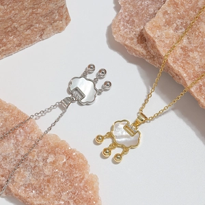 Chinese Style Ruyi Lock Necklace Vintage Mother Of Artificial Pearl Inlay 925 Sterling Silver Pendant For Women Auspicious Cloud