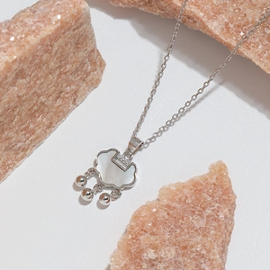 S925 sterling silver Chinese style mother of pearl lock pendant necklace for women