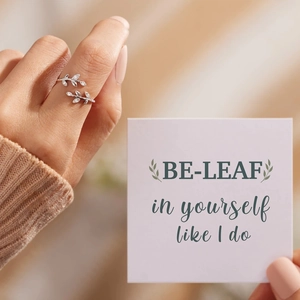 S925 sterling silver leaf ring with cubic zirconia in a wrap-around adjustable design
