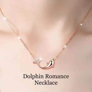 Collier Pendentif Dauphin en Argent Sterling 925 pour Femme Minimaliste Zirconia Incrusté Bijoux de Mode Chaîne de Clavicule