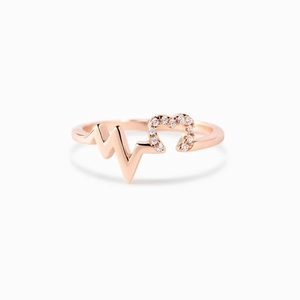 Elegant s925 silver heartbeat ring in rose gold finish with sparkling cubic zirconia
