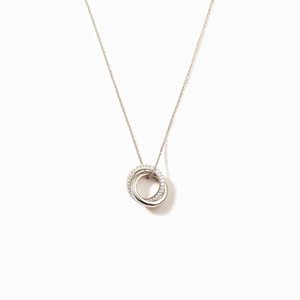 Elegant S925 sterling silver interlocking circles necklace with shimmering cubic zirconia