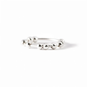 Minimalist S925 sterling silver anxiety ring with movable beads for stress relief